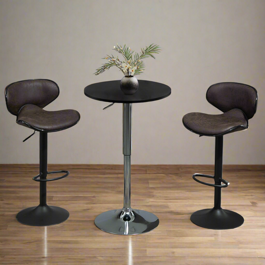 Adjustable Height Swivel Bar Stools with Leathaire Upholstery, Espresso (Set of 2)