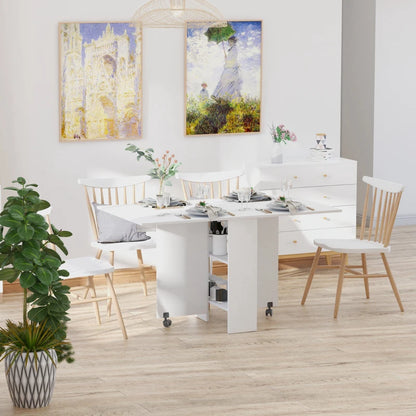 Extendable Dining Table with Storage Shelves and Rolling Wheels