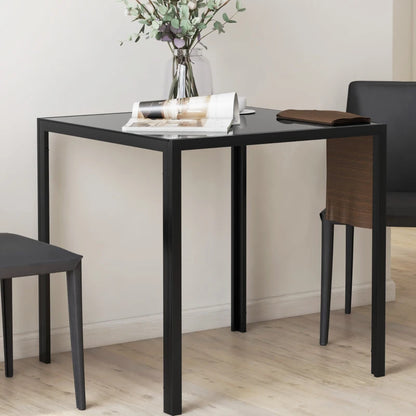 Square Glass-Top Dining Table for 2-4 People - Black