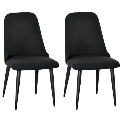 Modern Fabric Dining Chairs with Diamond Tufting - Black (Set of 2)