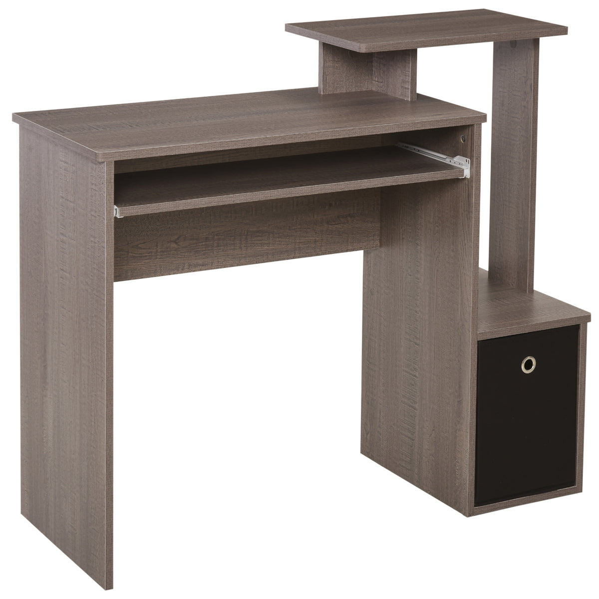 Computer Desk with Keyboard Tray, Drawer and Shelf, Grey