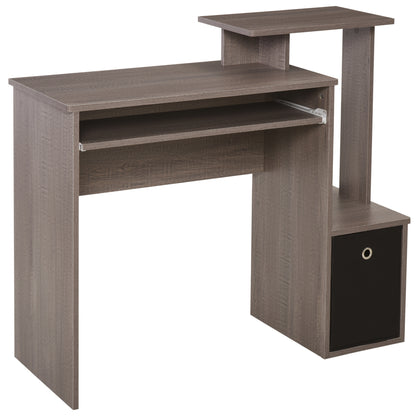 Computer Desk with Keyboard Tray, Drawer and Shelf, Grey