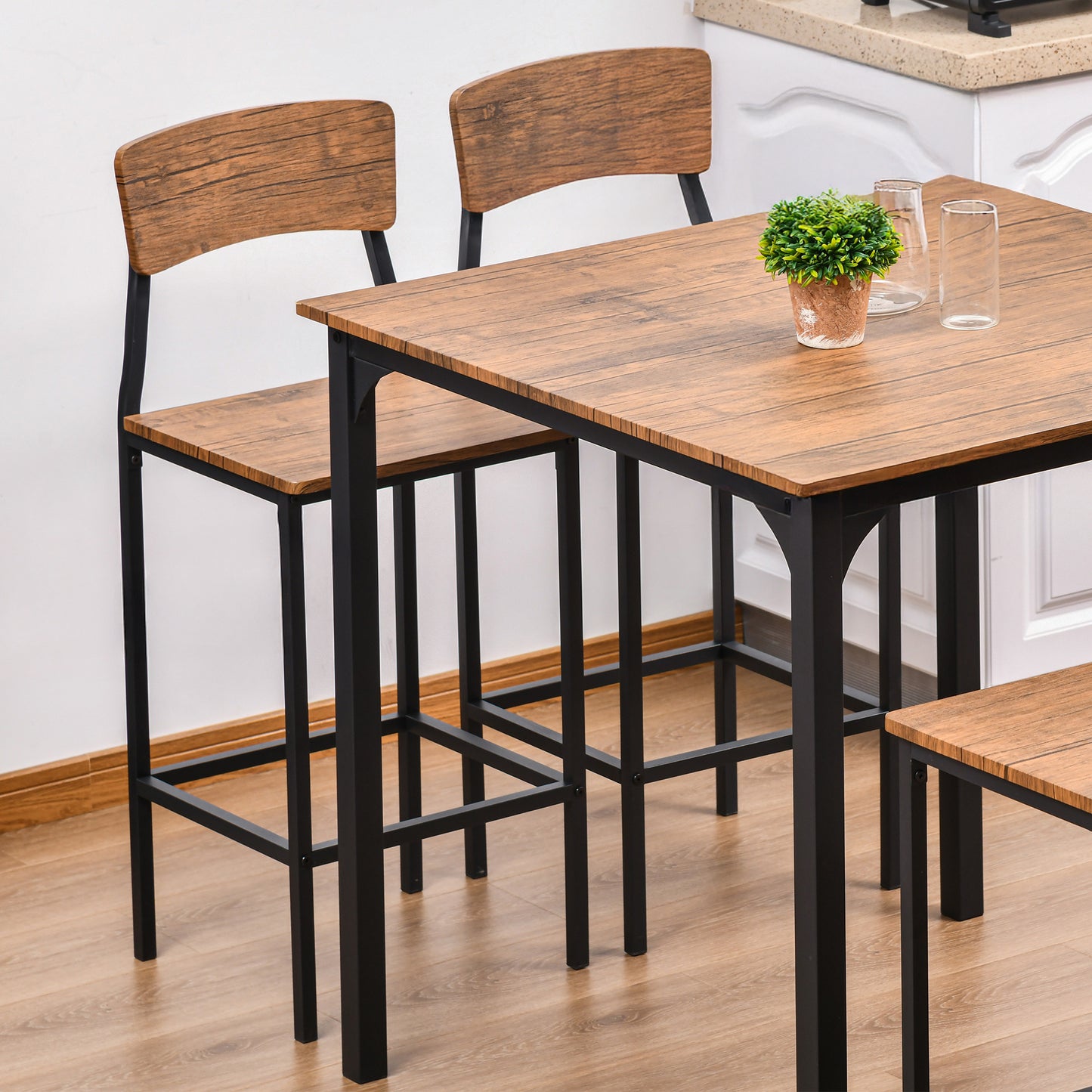 5-Piece Industrial Counter Height Dining Set - Walnut
