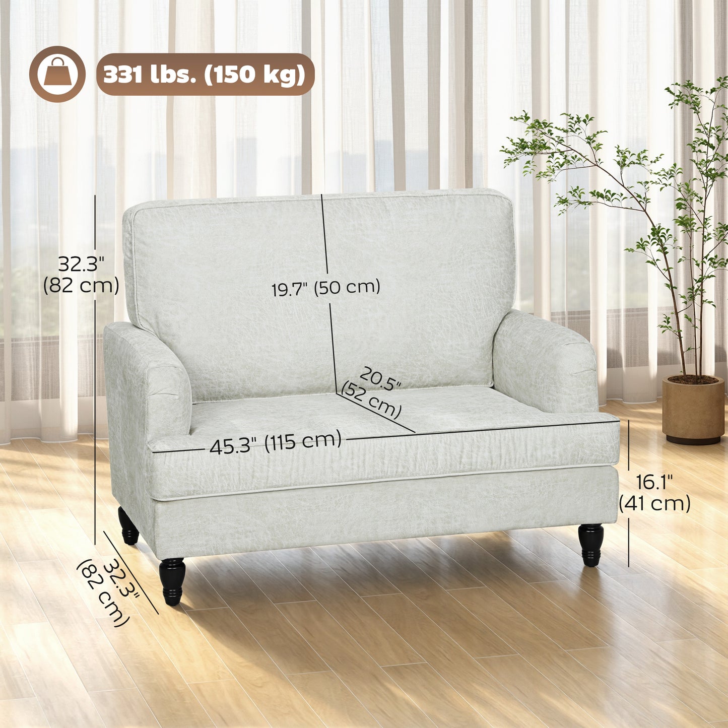 Oversized Upholstered Accent Chair with Ottoman, Cream White