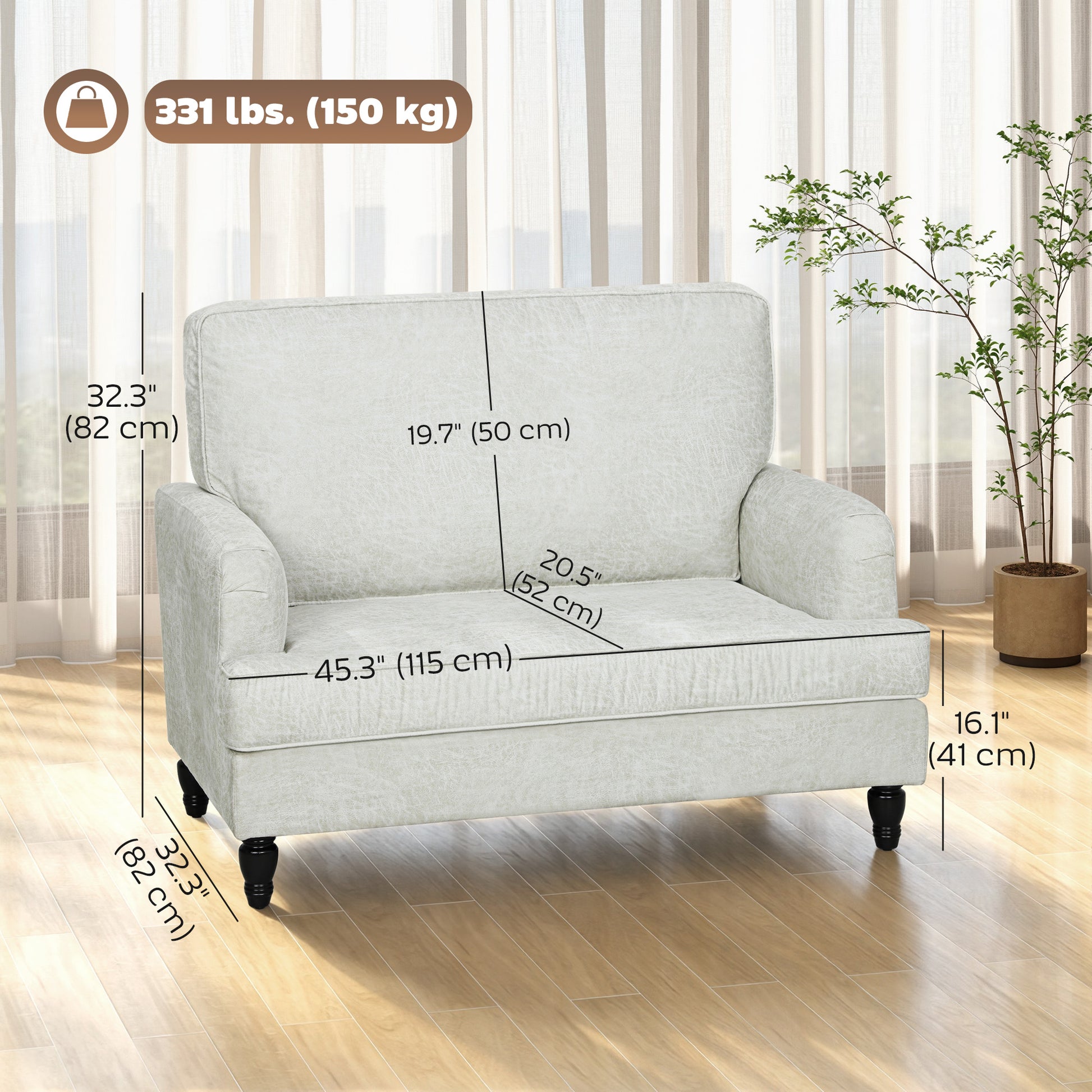 Oversized Upholstered Accent Chair with Ottoman, Cream White