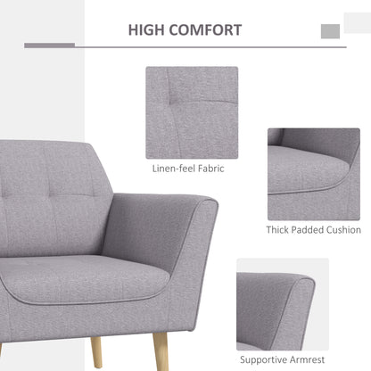 Upholstered Armchair, Modern Accent Chair with Tufted Pattern, Gray