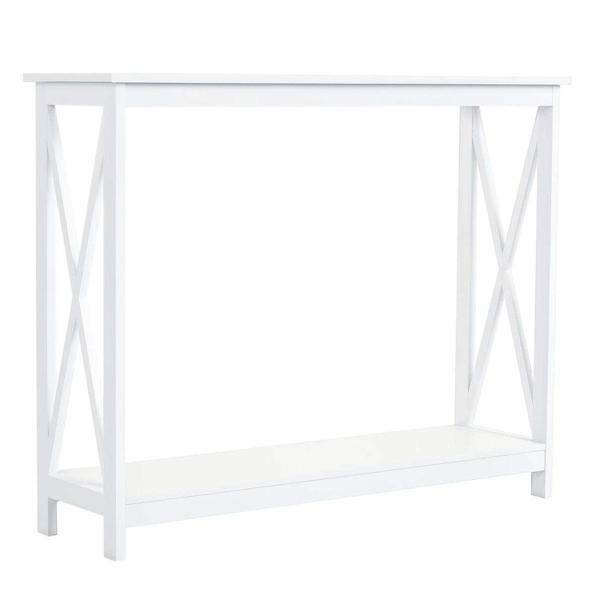 40 Inch X-Design Console Table with Storage Shelf, White - view 1