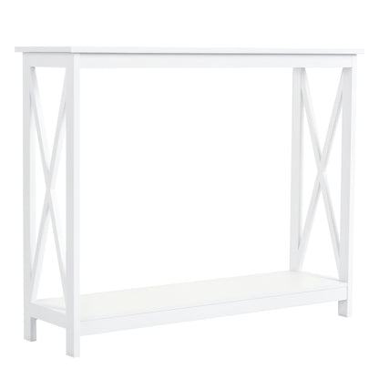 40 Inch X-Design Console Table with Storage Shelf, White - view 1