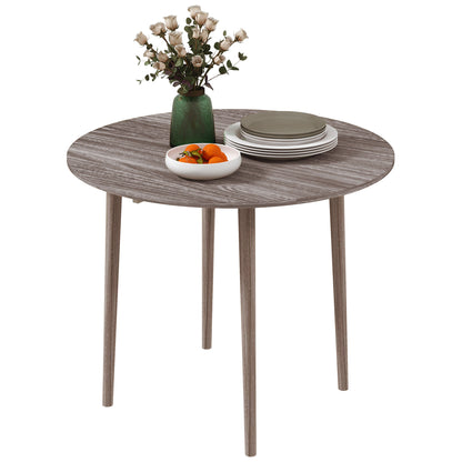Grey Round Folding Kitchen Table with Drop Leaf