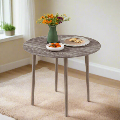 Grey Round Folding Kitchen Table with Drop Leaf