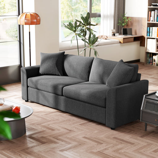 Corduroy Sofa with Pocket Springs, Dark Gray