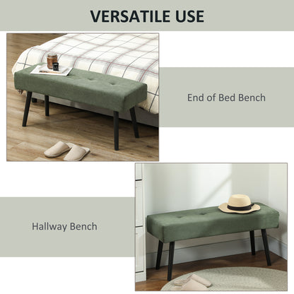 39" Corduroy Upholstered Ottoman Bench, Green