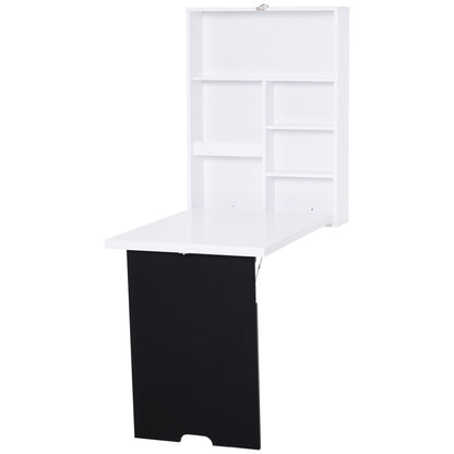 Wall Mounted Fold-Out Desk with Storage and Writing Board