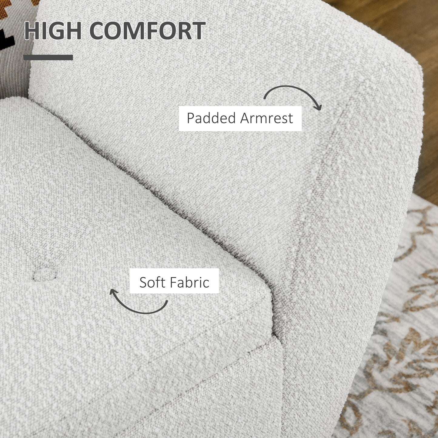 Upholstered Storage Bench with Arms, Light Gray