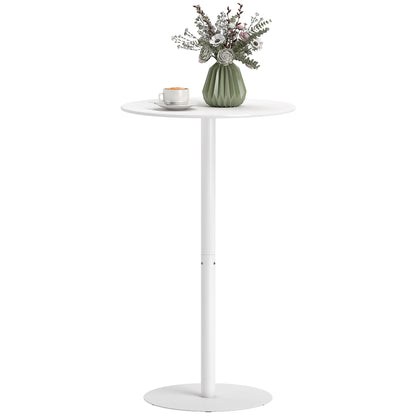 Round Bar Table with Steel Frame for 2 People, Indoor/Outdoor Use, White
