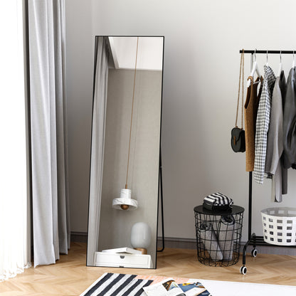 Full Length Mirror with Black Aluminum Frame, 64" x 20"