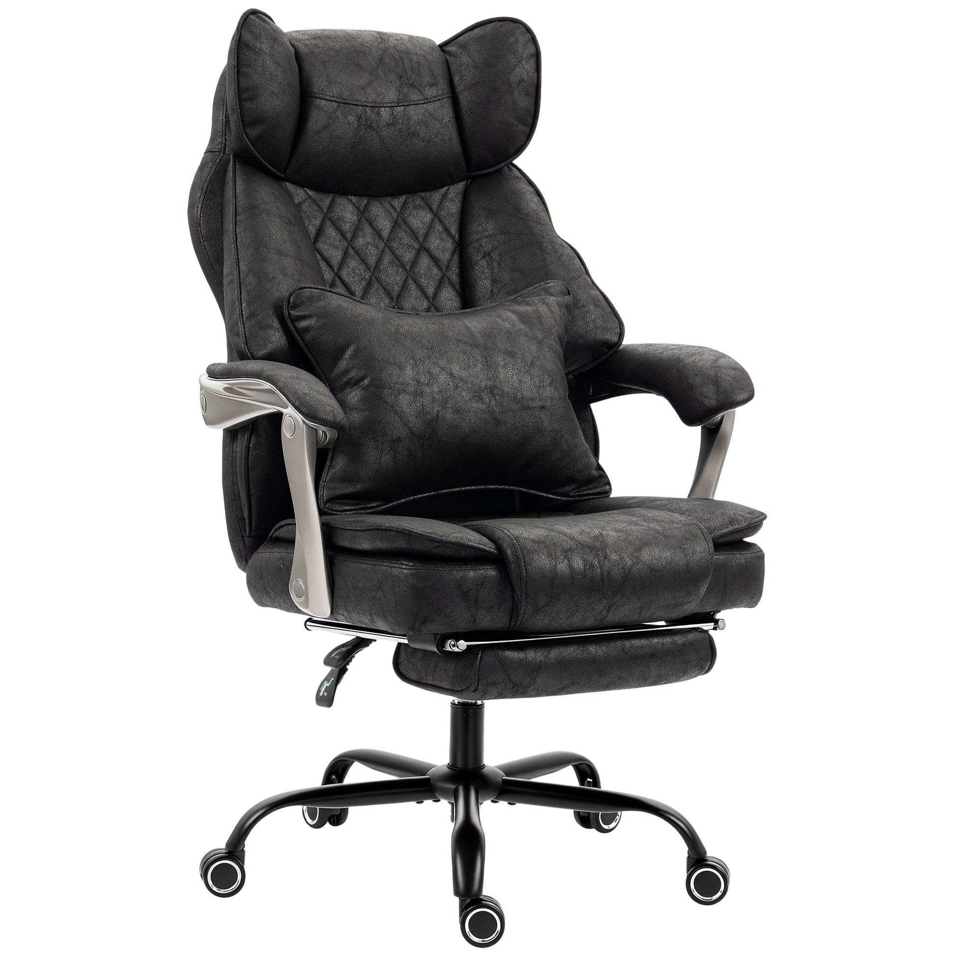 Ergonomic Massage Office Chair with Footrest, Black