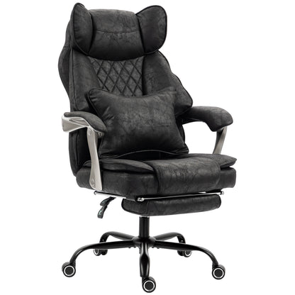 Ergonomic Massage Office Chair with Footrest, Black