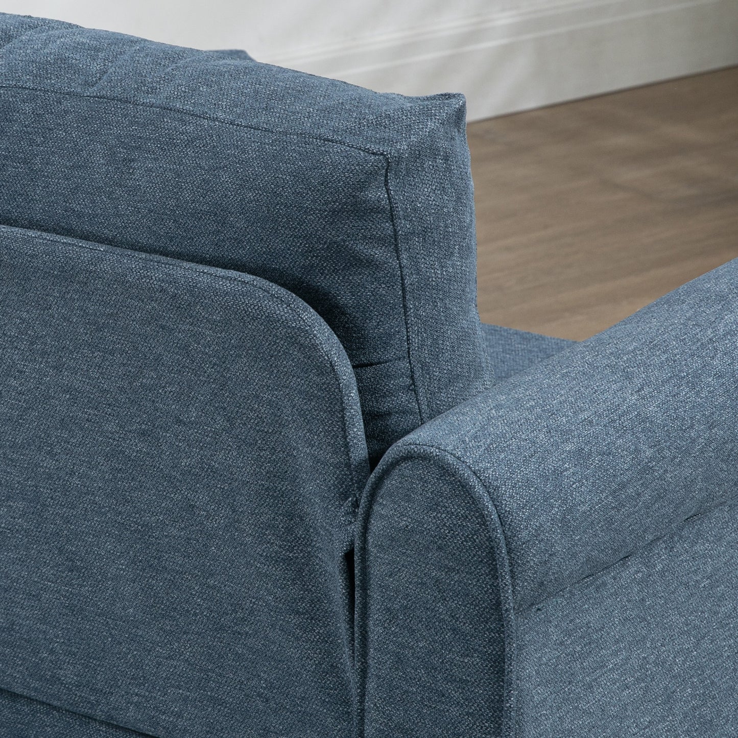 Vintage Armchair, Upholstered Accent Chair with Rolled Arms, Dark Blue