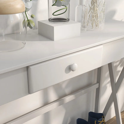 39" X-Design Console Table with Drawer and Storage Shelf, White