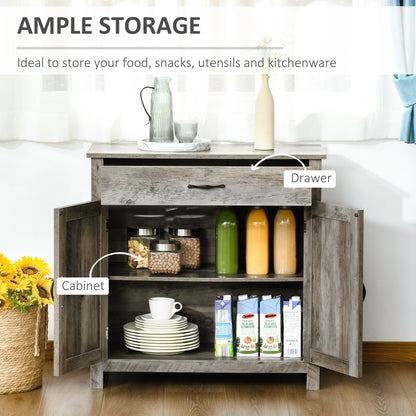 Farmhouse Sideboard Buffet with Barn Doors, Ash Grey