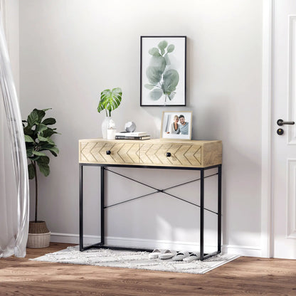 36" Industrial Console Table with 2 Storage Drawers