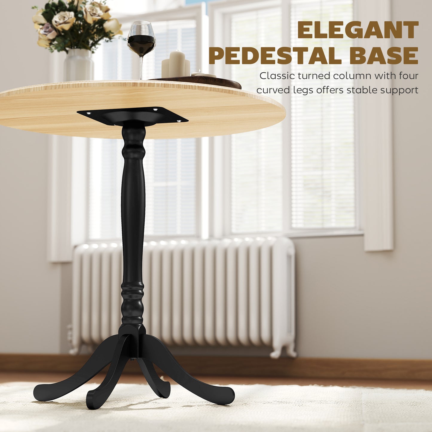 Round Dining Table with Wood Grain Finish, Natural Wood