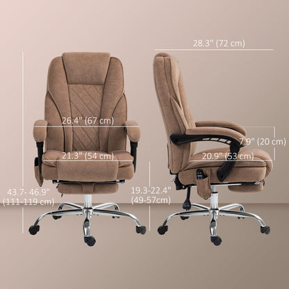Heated Massage Office Chair with Reclining Function and Footrest, Brown