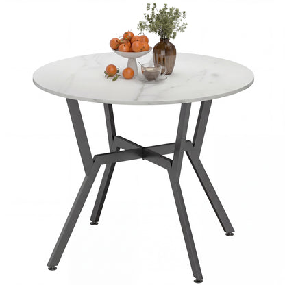 Modern Bar Table with Metal Frame, Marble White