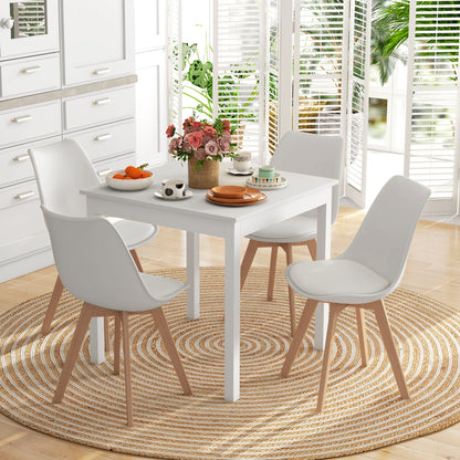Modern Dining Chairs Set of 4 with PU Leather Cushions - White