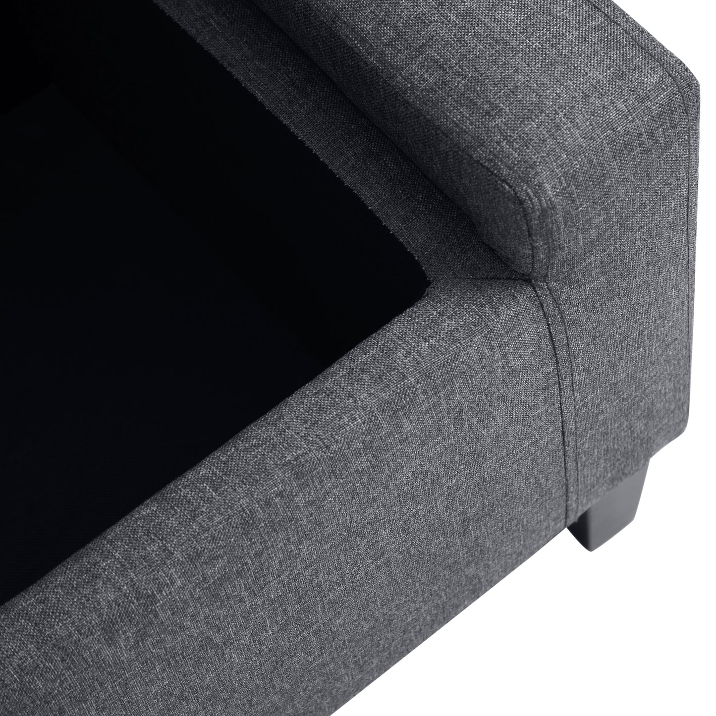 Linen Upholstered Storage Ottoman Bench with Tufted Design, Dark Gray