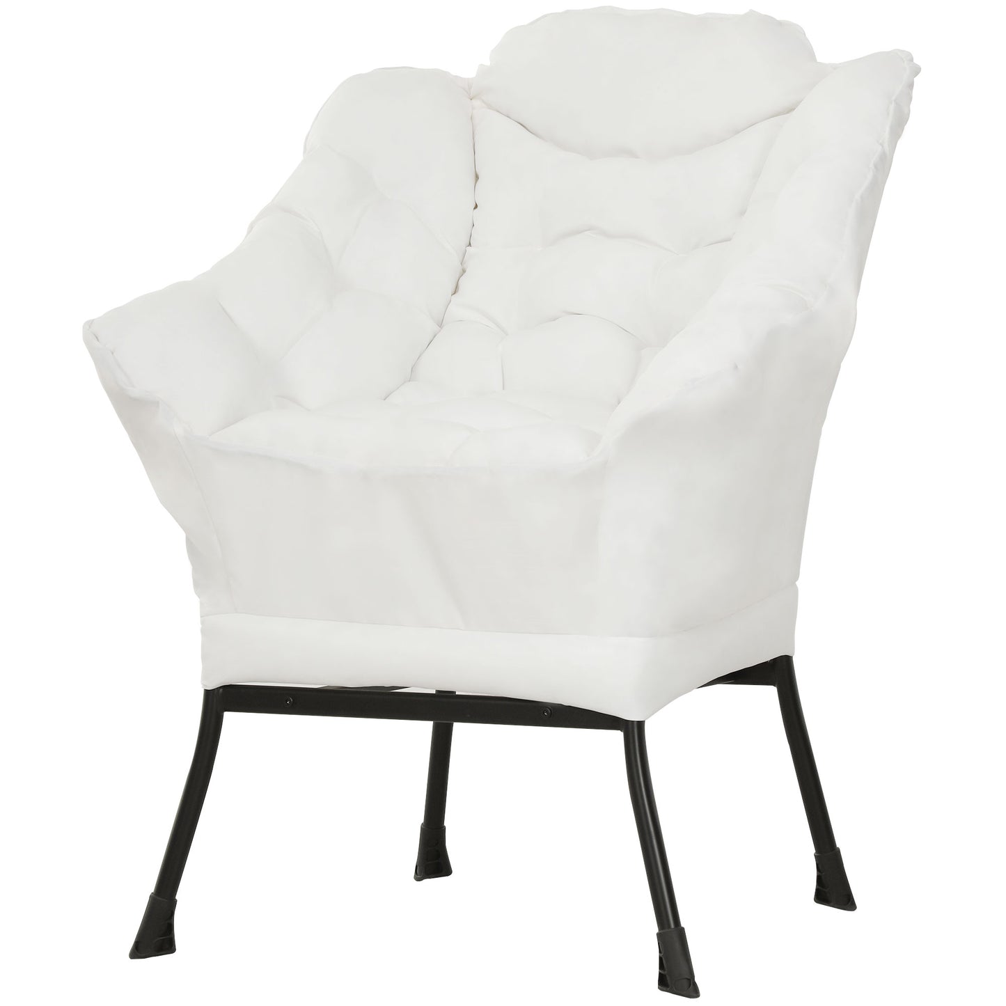Modern Accent Chair with Storage Pockets - Cream White