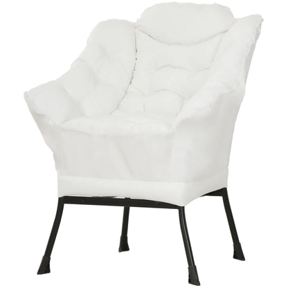 Modern Accent Chair with Storage Pockets - Cream White