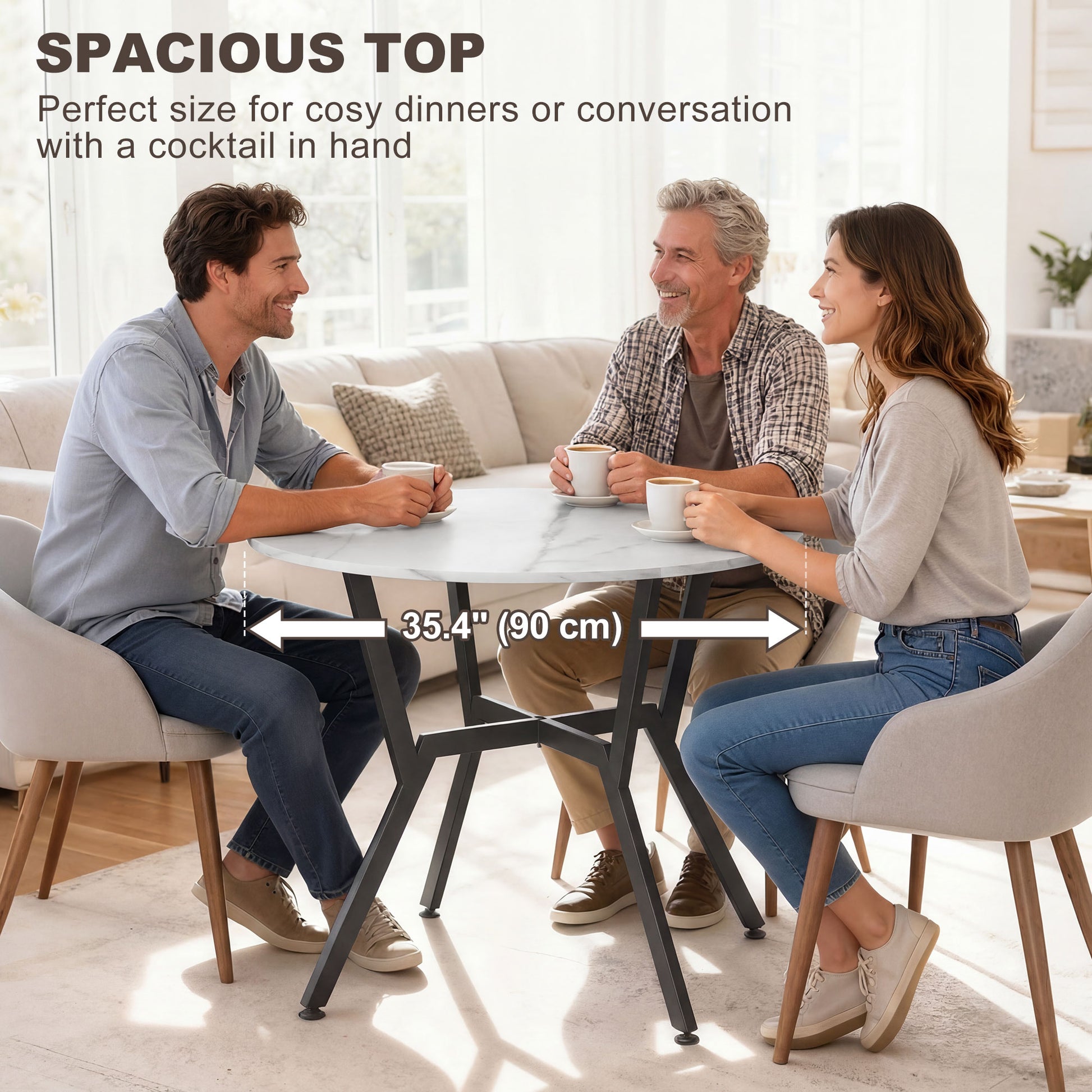 Modern Bar Table with Metal Frame, Marble White