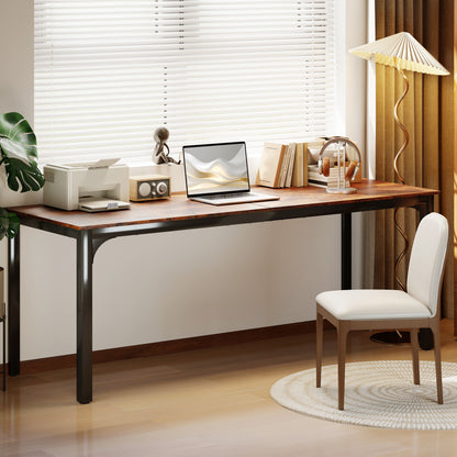 Homcom 79" Computer Desk, Desktop Desk With Metal Legs, Rustic Brown