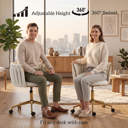 Armless Cross-Legged Office Chair, Cream White