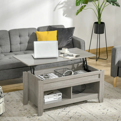 Lift Top Coffee Table with Hidden Storage, Light Gray