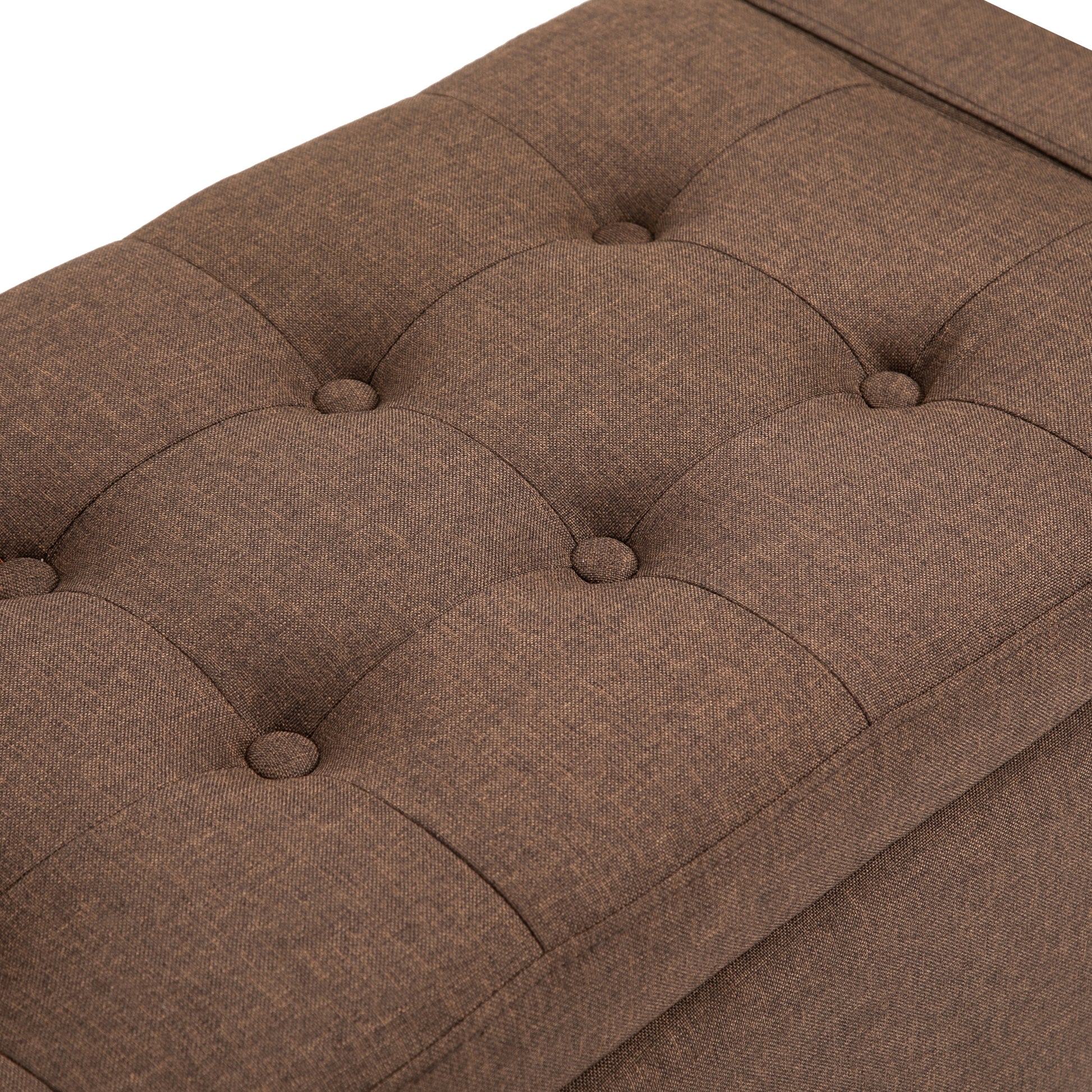 Tufted Storage Ottoman Bench, Brown