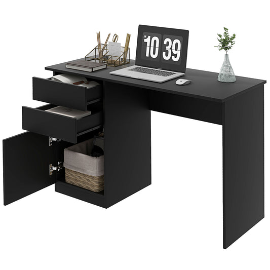 Computer Desk with Drawers and Storage Cabinet, Black