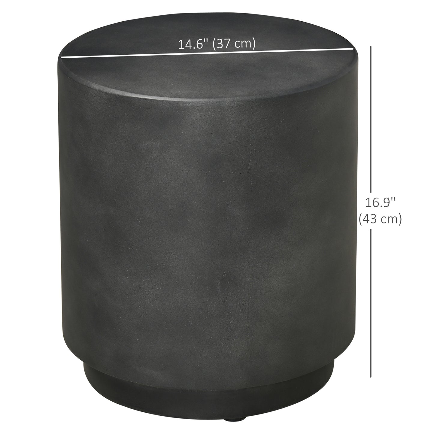 17" Round Terrazzo Finish Side Table for Indoor and Outdoor Use, Charcoal Gray