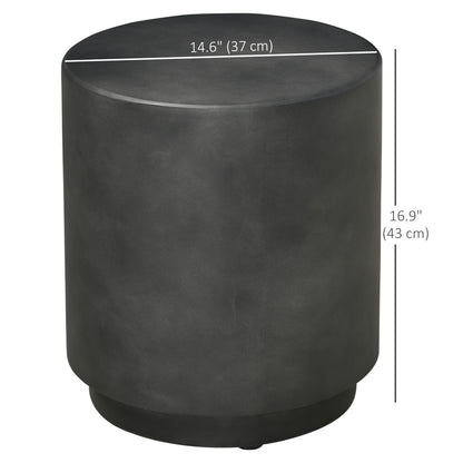 17" Round Terrazzo Finish Side Table for Indoor and Outdoor Use, Charcoal Gray