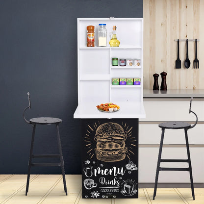 Wall Mounted Fold-Out Desk with Storage and Writing Board