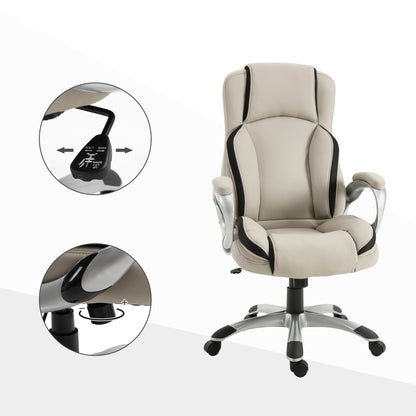 Executive Office Chair with PU Leather Upholstery and Ergonomic Design, Gray and Black