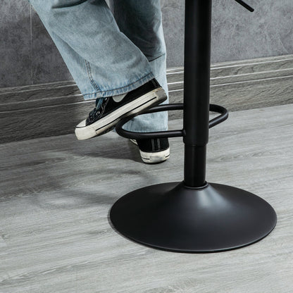 Adjustable Height Swivel Bar Stools with Linen Upholstery, Black (Set of 2)