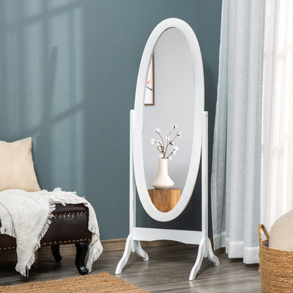 Oval Full Length Standing Mirror, White Frame