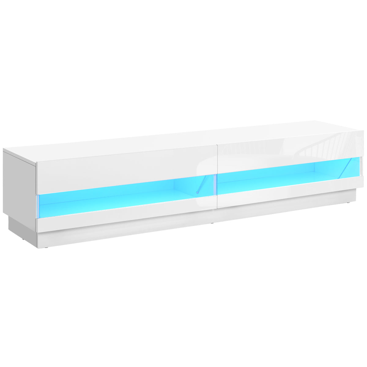 71" Lighted TV Stand with Storage for 75" TVs, High Gloss White