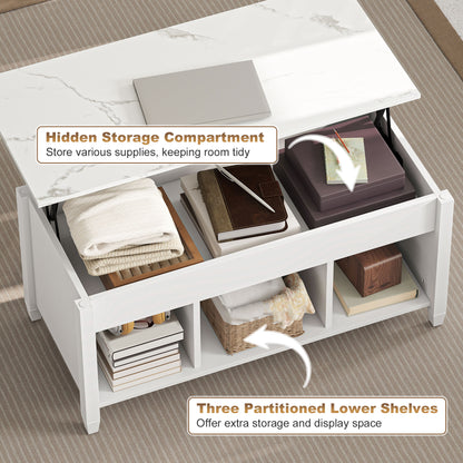 Modern Coffee Table with Tempered Glass Top, White