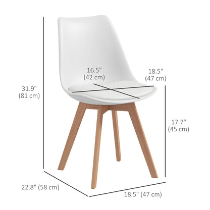 Modern Dining Chairs Set of 4 with PU Leather Cushions - White