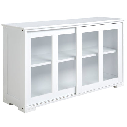 Modern Sideboard with Sliding Glass Door, White