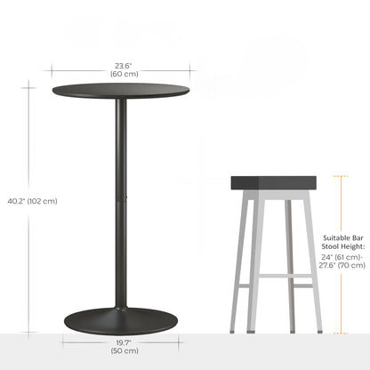 Bar Height Round Table with Wood Veneer Top for 2 People, Black